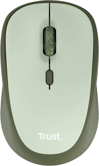 Trust Yvi+ Silent Wireless Mouse, Sustainable Design, 800-1600 DPI, For Left and Right Hand Users, Storable USB Micro Receiver, Quiet Compact Computer Mouse for PC, Laptop, Mac, Home Office