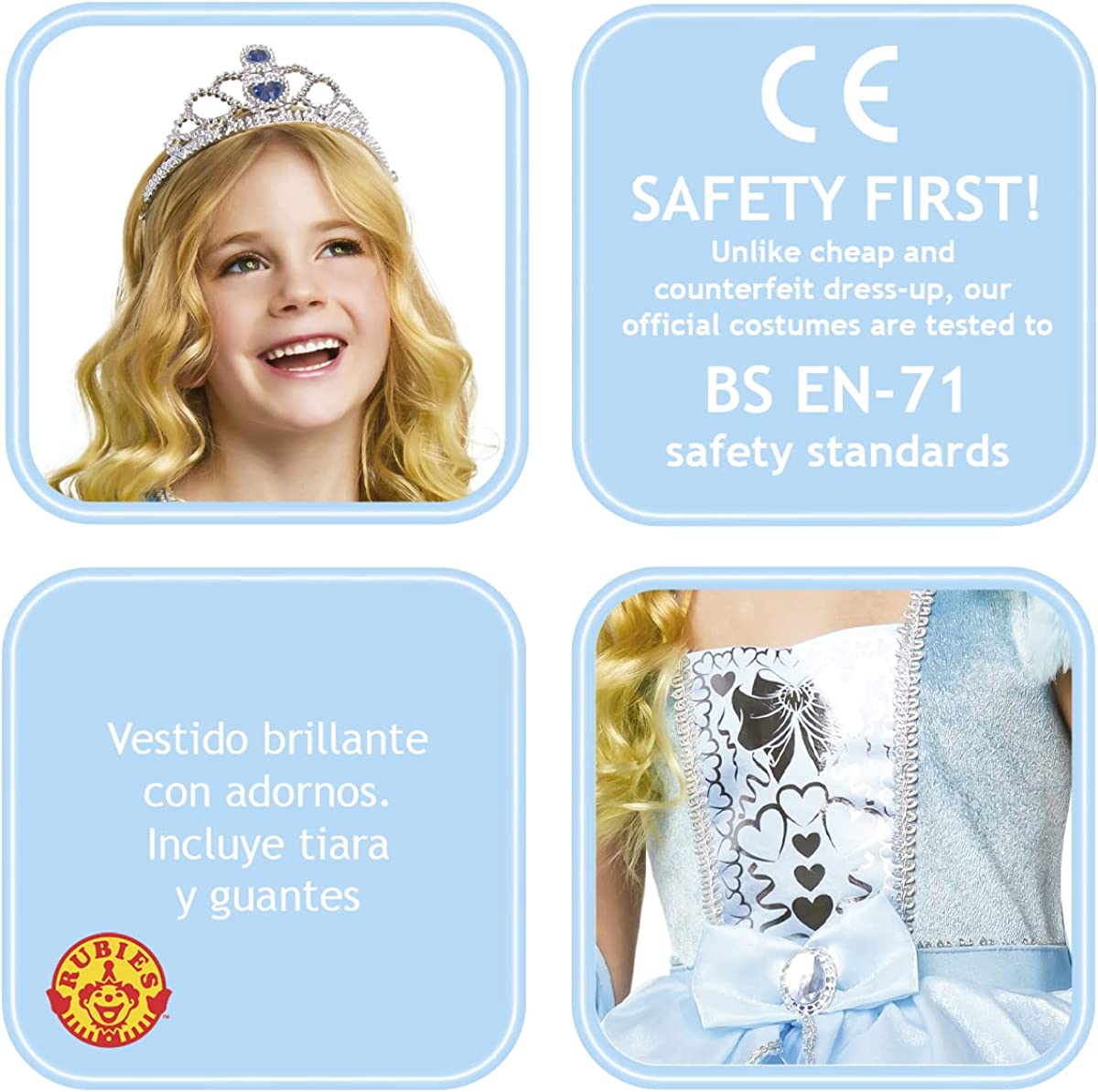 Rubie's 301629-L Blue Princess Inf Costume Princesa, Azul, L (7-8 AÑOS