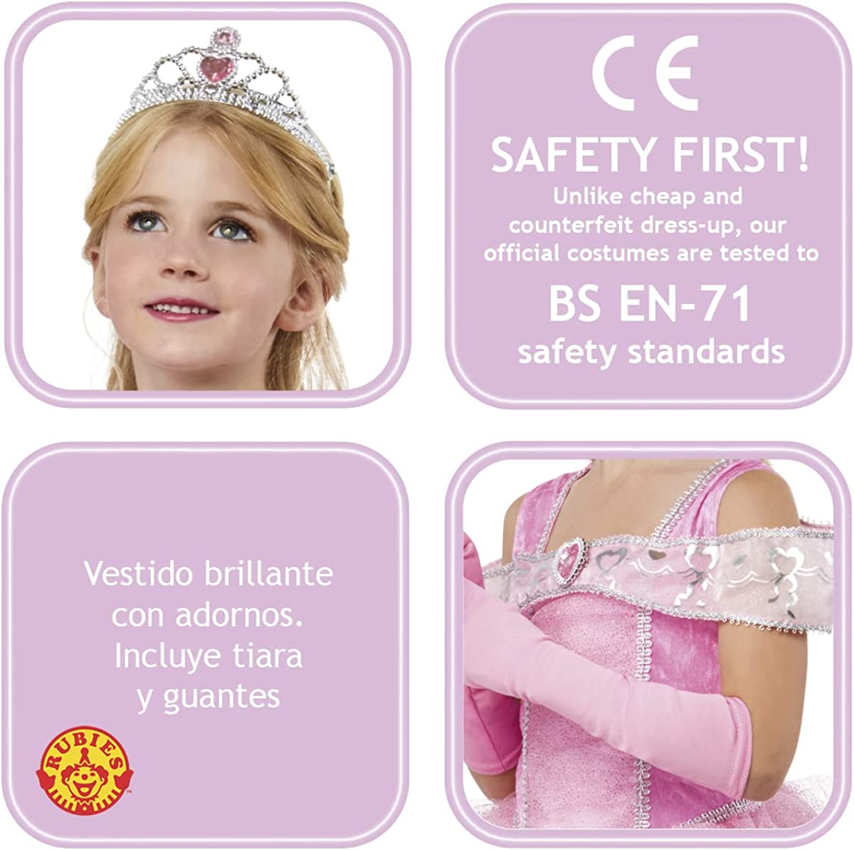 Rubie's 301630-L Pink Princess Inf Costume Princesa, blue, L (7-8 AÑOS