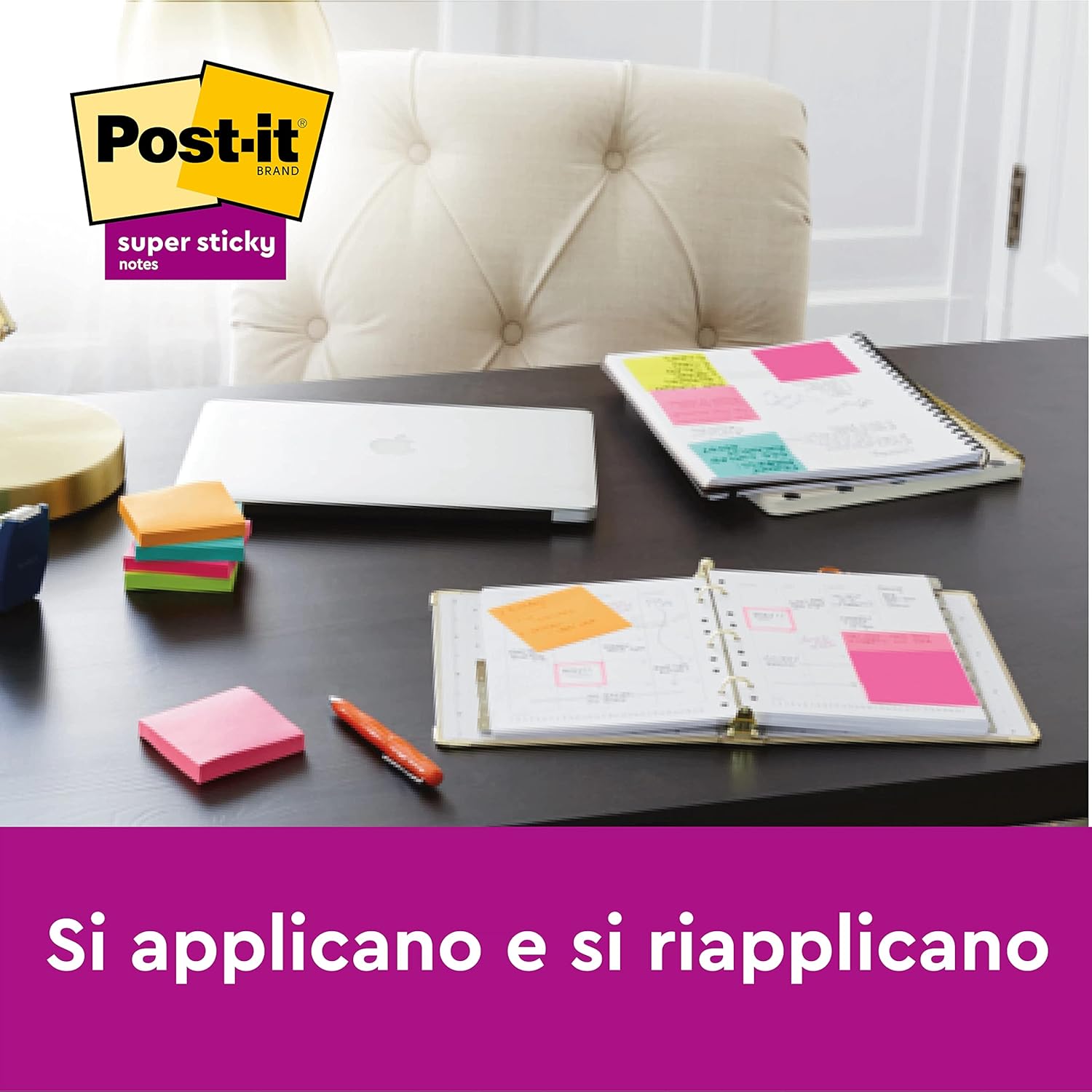 Post-It 7100290189 Notas Super Sticky Canary Notas Adhesivas, Paquete de 12 Blocs, 76 mm x 76 mm, Amarillo Ultra, para Listas de Tareas y Recordatorios