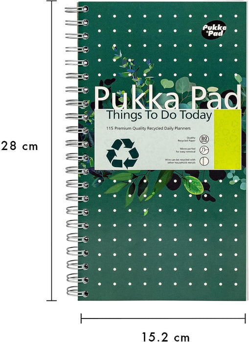 Pukka Pad, Recycled Things To Do Today Note Pad – Pack of 3 Wirebound Notebooks with 115 Sheets of 80GSM FSC Recycled Paper with Perforation