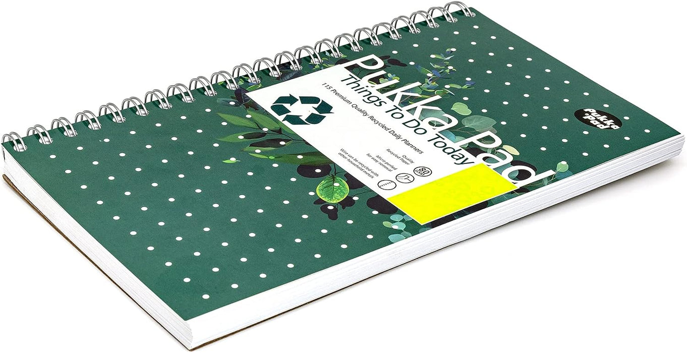 Pukka Pad, Recycled Things To Do Today Note Pad – Pack of 3 Wirebound Notebooks with 115 Sheets of 80GSM FSC Recycled Paper with Perforation