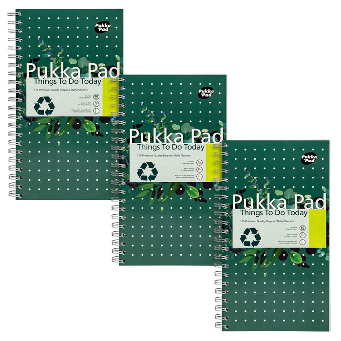 Pukka Pad, Recycled Things To Do Today Note Pad – Pack of 3 Wirebound Notebooks with 115 Sheets of 80GSM FSC Recycled Paper with Perforation