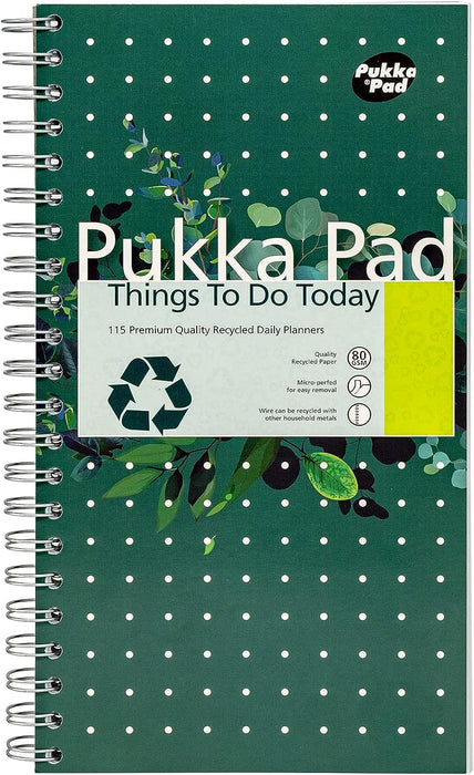 Pukka Pad, Recycled Things To Do Today Note Pad – Pack of 3 Wirebound Notebooks with 115 Sheets of 80GSM FSC Recycled Paper with Perforation