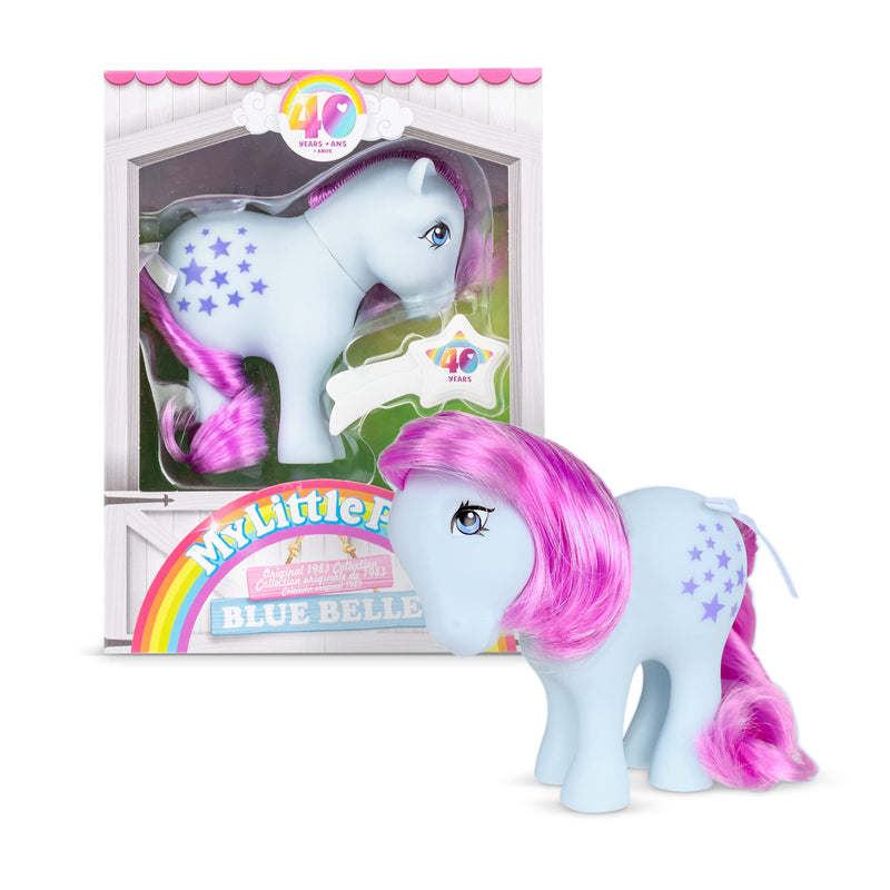 My Little Pony | Blue Belle Classic Pony | Retro Horse Gifts for Girls and Boys, Collectable Vintage Horse Toys for Kids, Unicorn Toys for Boys and Girls Ages 4+ | Basic Fun 35322