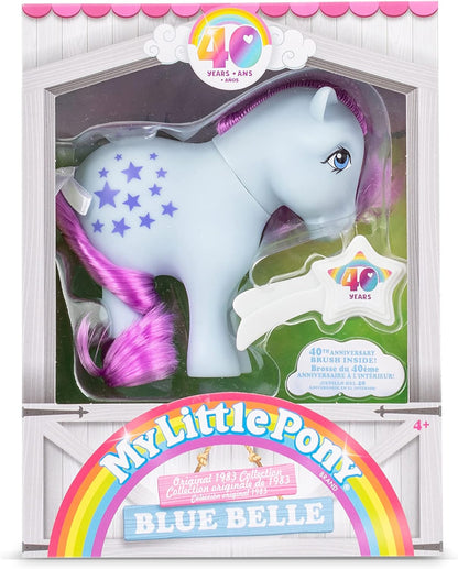 My Little Pony | Blue Belle Classic Pony | Retro Horse Gifts for Girls and Boys, Collectable Vintage Horse Toys for Kids, Unicorn Toys for Boys and Girls Ages 4+ | Basic Fun 35322