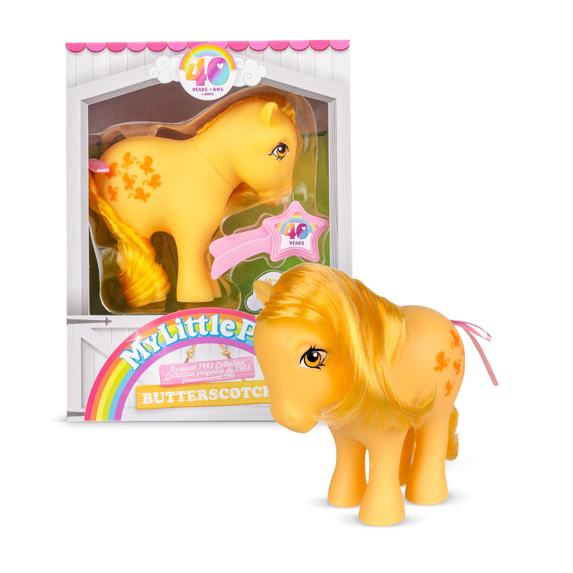 My Little Pony | Butterscotch Classic Pony | Retro Horse Gifts for Girls and Boys, Collectable Vintage Horse Toys for Kids, Unicorn Toys for Boys and Girls Ages 4+ | Basic Fun 35323