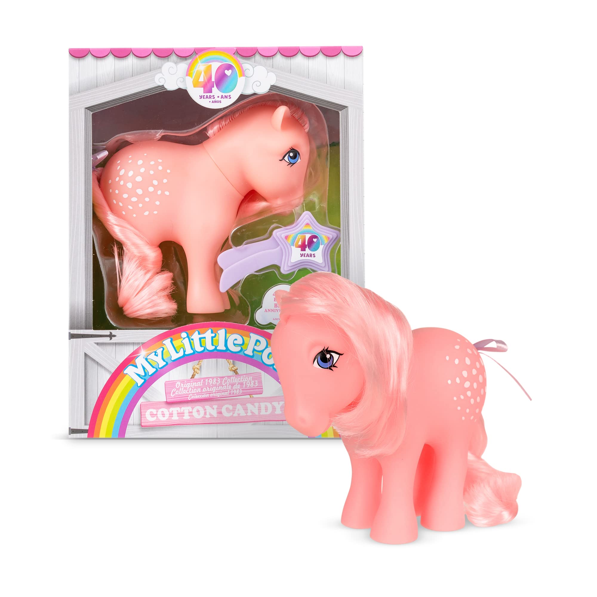 My Little Pony | Cotton Candy Classic Pony | Retro Horse Gifts for Girls and Boys, Collectable Vintage Horse Toys for Kids, Unicorn Toys for Boys and Girls Ages 4+ | Basic Fun 35324