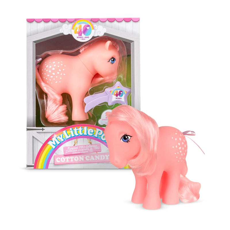 My Little Pony | Cotton Candy Classic Pony | Retro Horse Gifts for Girls and Boys, Collectable Vintage Horse Toys for Kids, Unicorn Toys for Boys and Girls Ages 4+ | Basic Fun 35324