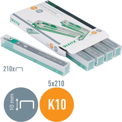 Leitz 55930000 K10 Power Performance Stapler Cartridge, Strong Steel, 1050 Staples, Length 10 mm, 55 Sheet Capacity