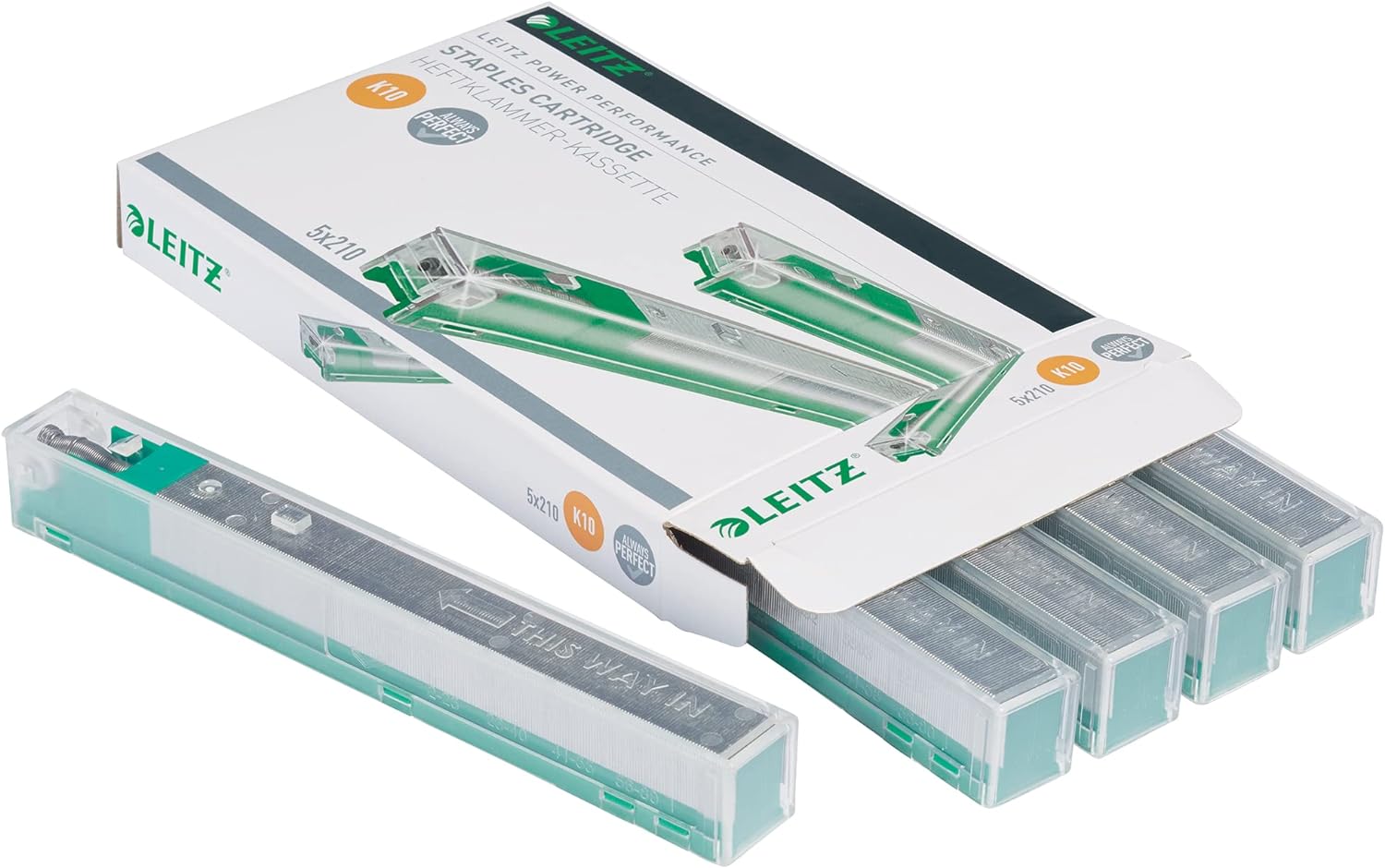 Leitz 55930000 K10 Power Performance Stapler Cartridge, Strong Steel, 1050 Staples, Length 10 mm, 55 Sheet Capacity