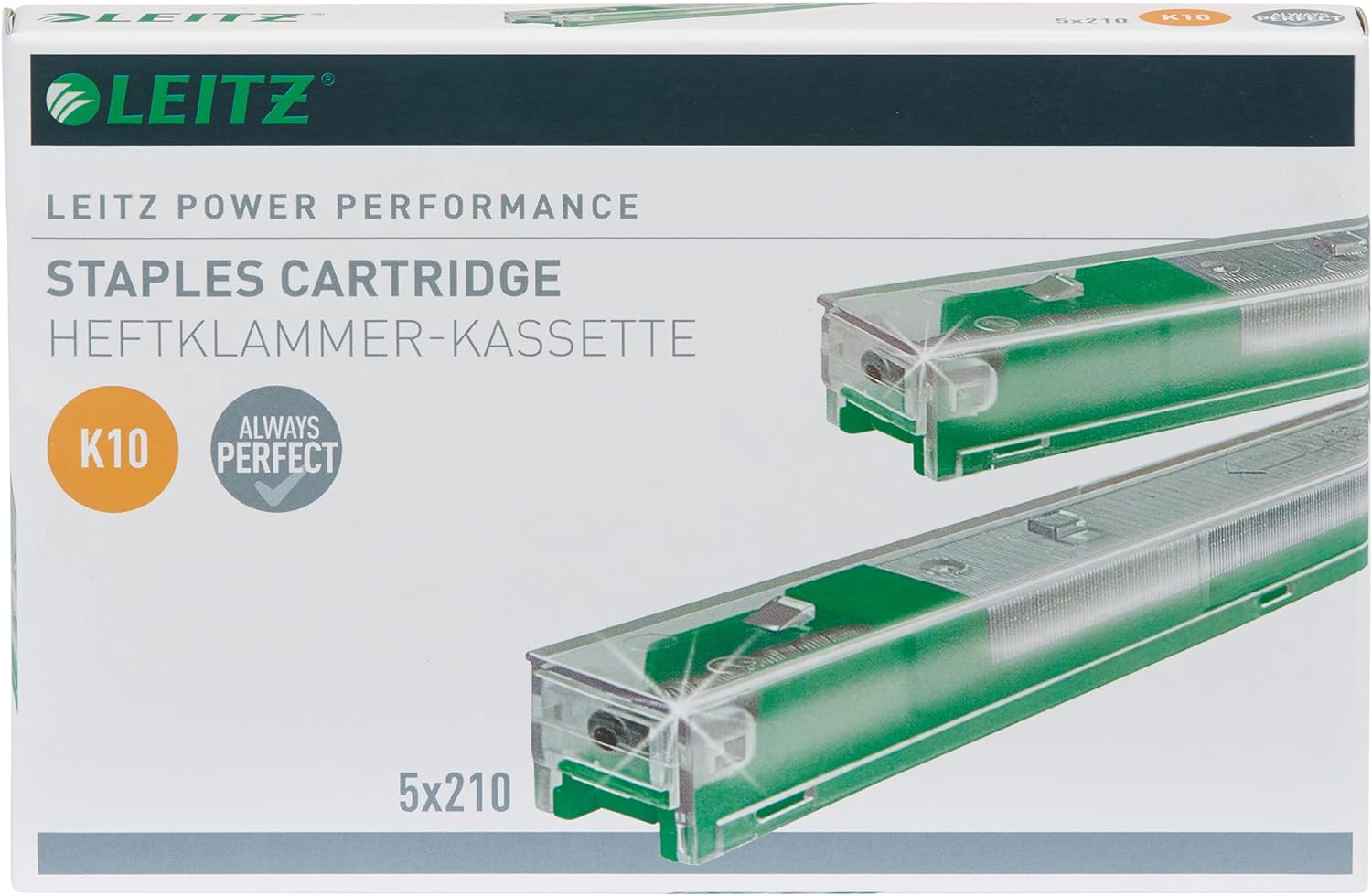 Leitz 55930000 K10 Power Performance Stapler Cartridge, Strong Steel, 1050 Staples, Length 10 mm, 55 Sheet Capacity