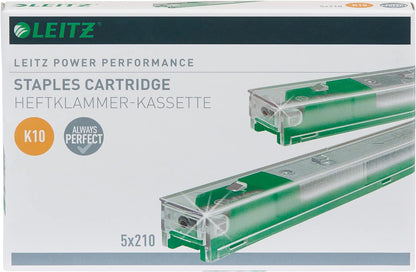 Leitz 55930000 K10 Power Performance Stapler Cartridge, Strong Steel, 1050 Staples, Length 10 mm, 55 Sheet Capacity