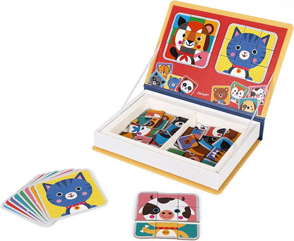Janod - Magnéti'Book Mix & Match - Magnetic Educational Game, Animal Theme - 8 Animals to Put Together - 72 Magnets, Many Combinations & Possible Creations - from 3 Years Old, J02587