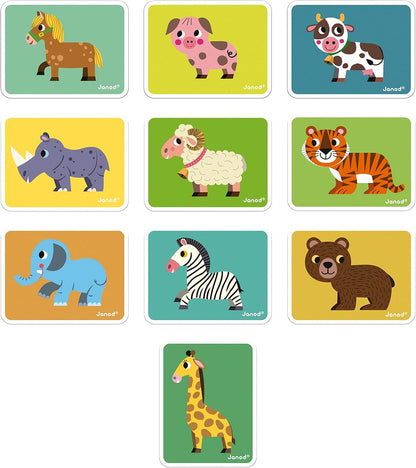 Janod - MagnetiBook Animals - Part Educational Magnetic Game Teaches Fine Motor Skills and Imagination - Suitable for Ages 3 and Up, J02723 Animals hide-and-seek