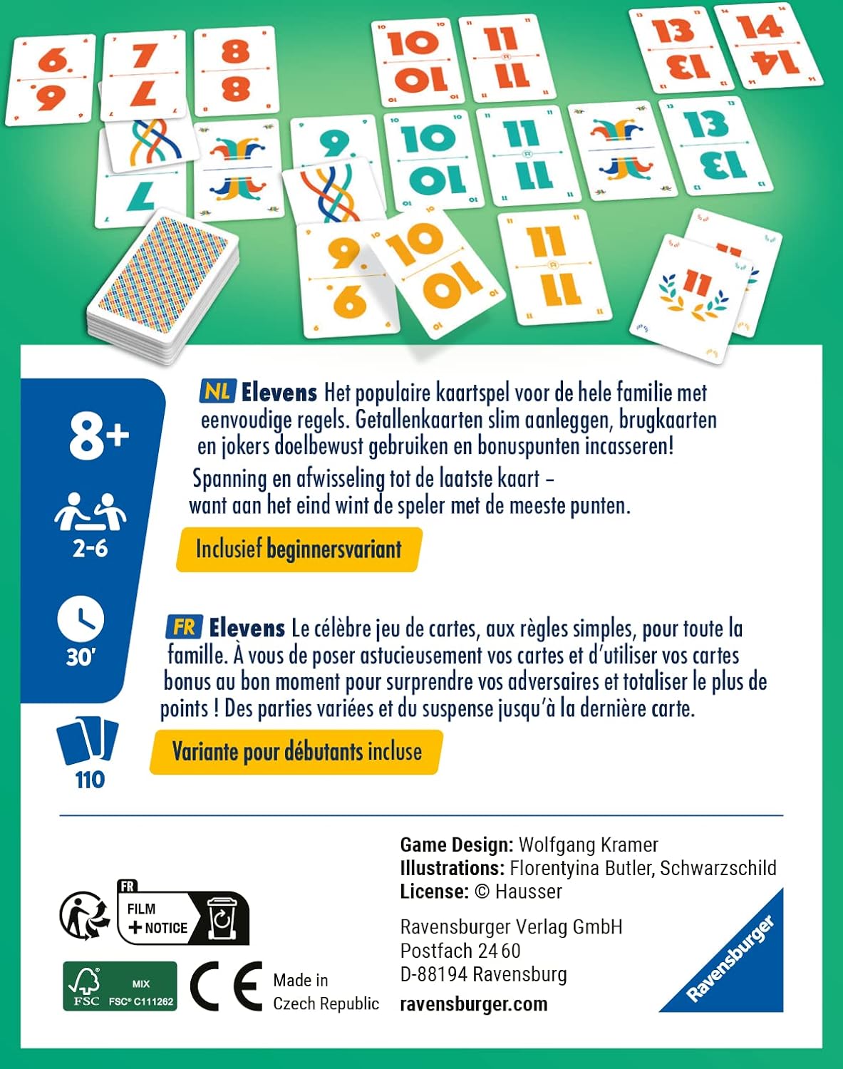 Ravensburger - Elevens – Gesellschaftsspiel Familie – Klassisches Kartenspiel – 2 bis 6 Spieler ab 8 Jahren – 20952 – französische Version