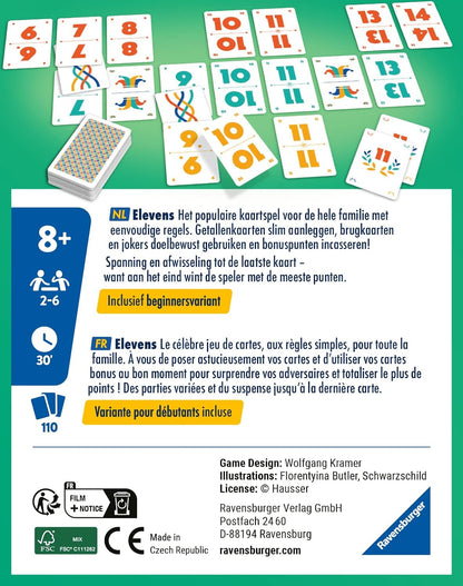 Ravensburger - Elevens – Gesellschaftsspiel Familie – Klassisches Kartenspiel – 2 bis 6 Spieler ab 8 Jahren – 20952 – französische Version