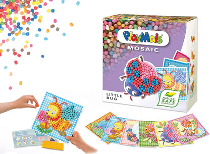 PlayMais MOSAIC Little Bug creative craft kit for girls & boys from 3 years | 2300 6 mosaic templates with bug, bee & co | stimulates creativity & motor skills | natural toy