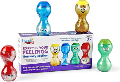 Learning Resources Express Your Emotions Sensory Bottles, Toddler Sensory Toys, Quiet Fidget Toys, Play Therapy Toys, Calm Down Corner Supplies, Social Emotional Learning, Set of 4, Ages 3 4 5+