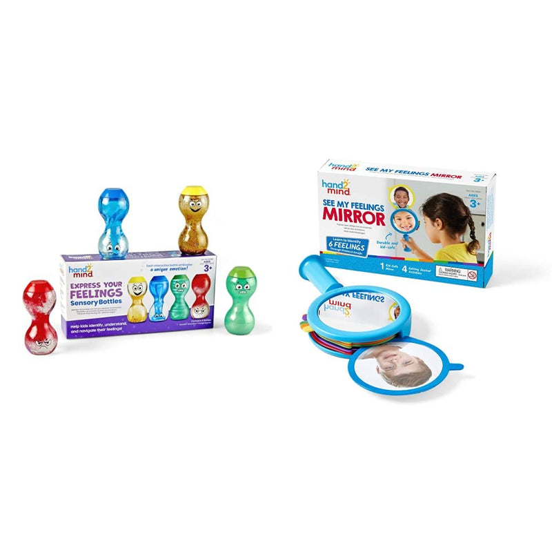 Learning Resources Express Your Emotions Sensory Bottles, Toddler Sensory Toys, Quiet Fidget Toys, Play Therapy Toys, Calm Down Corner Supplies, Social Emotional Learning, Set of 4, Ages 3 4 5+