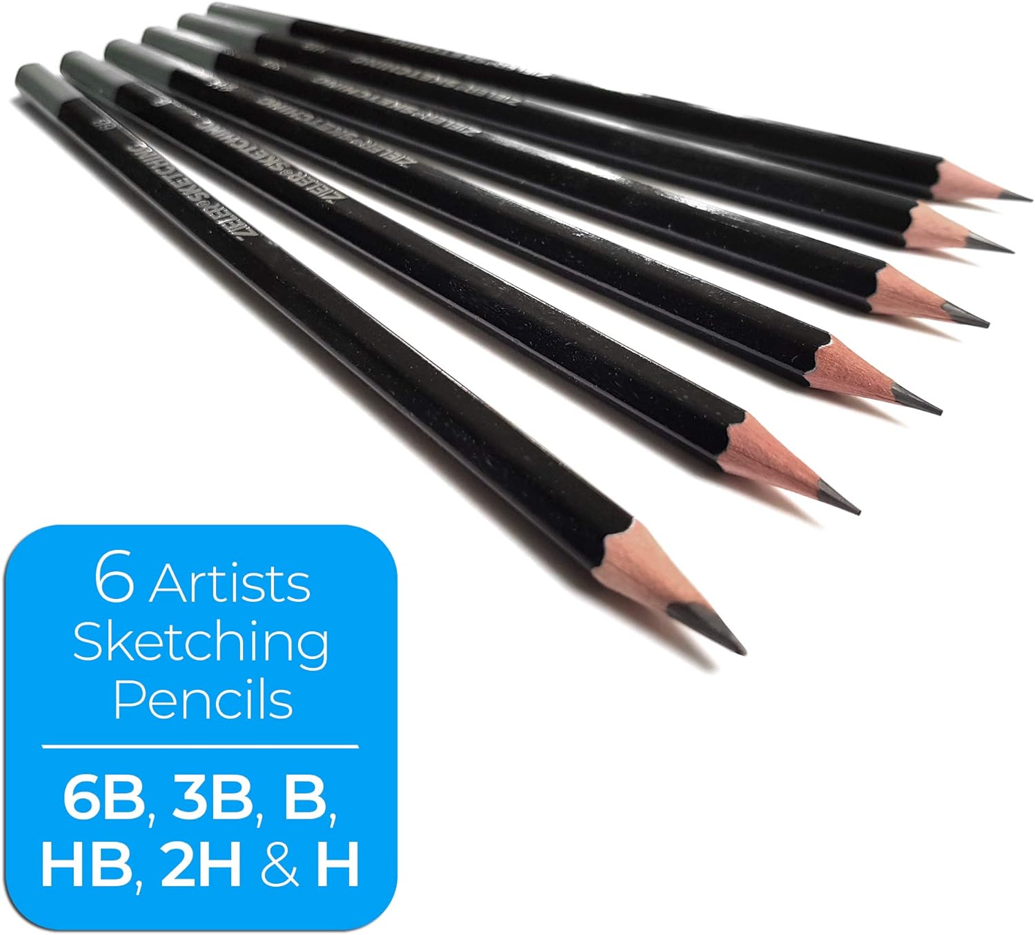 Künstlerstift Holzkistenset von Zieler® - 12 Aquarellstifte, 12 Buntstifte & 6 Skizzier- / Graphitstifte, Metallspitzer, Radiergummi & Zeichenblock (inkl. Starthilfe) - 36-teiliges Set