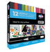 Zieler 12 Acrylic Paint Pens for Rock Painting, Ceramic, Porcelain, Glass, Stone, Pebble, Fabric, Wood & DIY Mug Design Permanent Water-based Marker Pens – Vibrant colours (Fine Tip 1.5mm