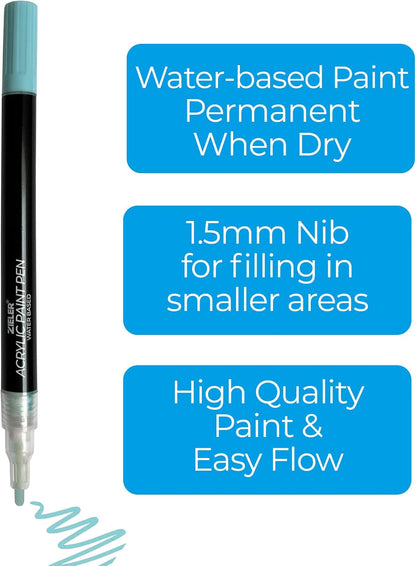 Zieler 12 Acrylic Paint Pens for Rock Painting, Ceramic, Porcelain, Glass, Stone, Pebble, Fabric, Wood & DIY Mug Design Permanent Water-based Marker Pens – Pastel colours (Fine Tip 1.5mm
