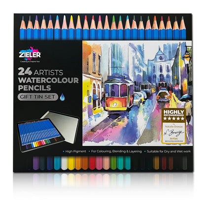 Zieler 24 Artiesten Aquarel Potloden - Gift Tin Set