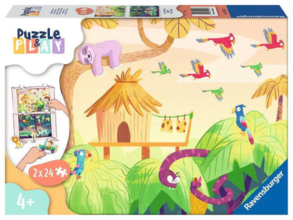 Ravensburger Jungle Adventure Puzzle & Play - Story Games For Kids Ages 4 Years Up - 2X 24 Piece Jigsaws
