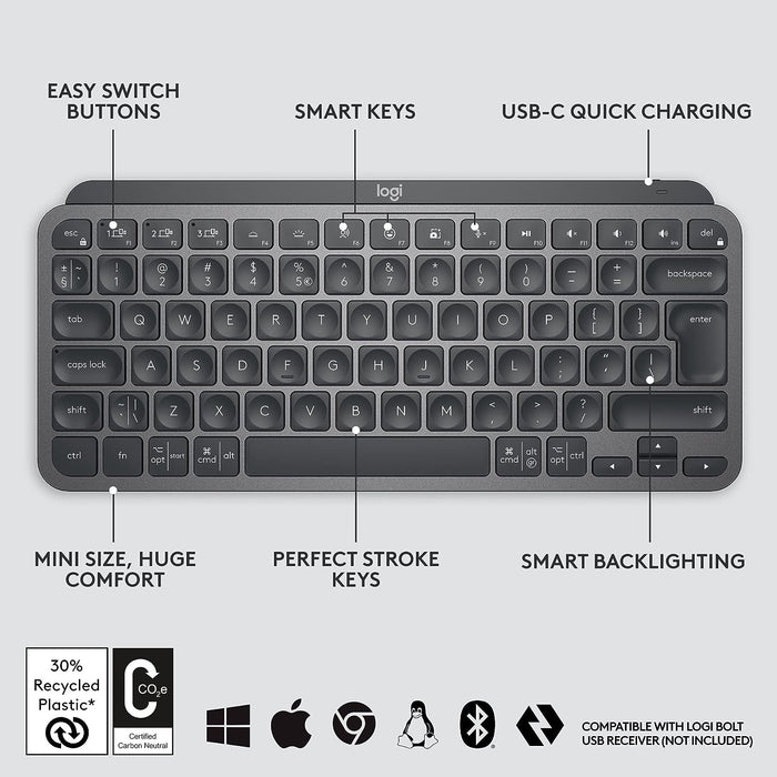 Logitech MXKEYS MINI WRLS ILLUMINATED KB GRAPHITE - US INT.L - INTNL