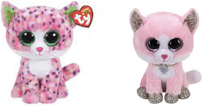 TY 2007516 Fiona Cat Beanie Boo Pink Stuffed Animal, Multicoloured, 3.1 x 2.75 x 5.51 Centimeters