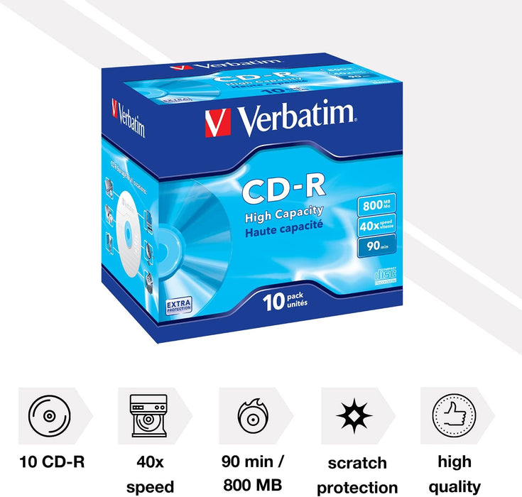 Verbatim 43428 800MB DataLife CD-R - Jewel Cased 10 Pack jewel case 1