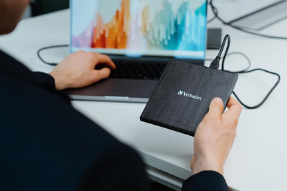 Verbatim External Slimline Blu-ray Writer - USB 3.1 Gen 1 with USB-C connection - Blu-ray player - compact external Blu-ray writer for large backups - external Blu-ray drive - black
