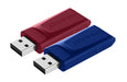 Verbatim Slider USB-flash drive multipack 32GB - USB 2.0-2x USB memory stick - for laptop notebook ultrabook TV car stereo - USB 2.0 stick - data-stick with sliding-mechanism - red blue