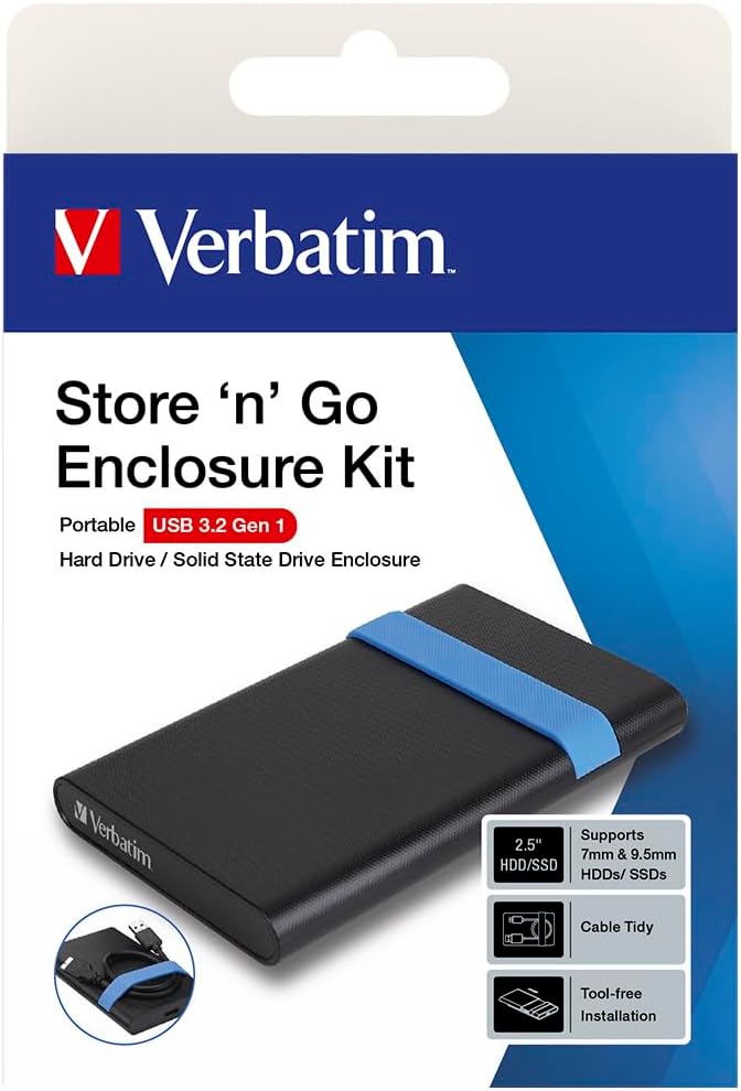 Verbatim Store'n'Go Enclosure Kit 2.5" USB 3.2 Gen1, 53106, Black