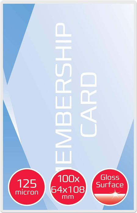GBC 3740433 Gloss Card Laminating Pouches, Pack of 100,Transparent,64x108mm 2x