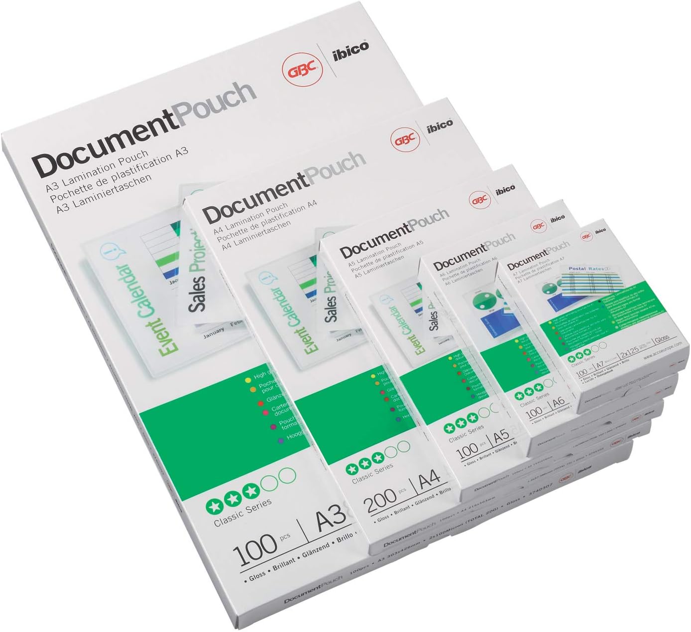 GBC 90x130mm 2x125 Micron Gloss Card Laminating Pouches, Pack of 100, 3743164 90x130mm 125 Micron