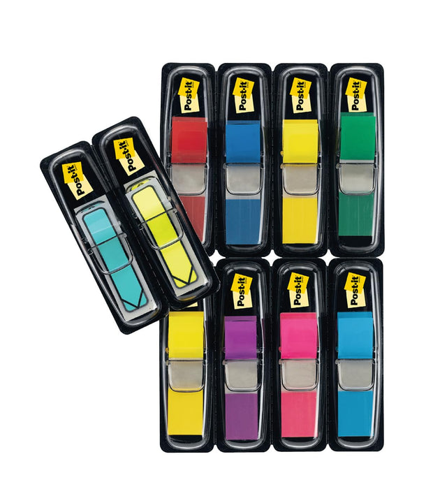 Post-it Index Small Flags,Value Pack, Pack of 8 Pads + 2 Arrow Pads Free, 328 Flags per Pad,11.9 mm x 43.2 mm, Yellow, Red, Green, Blue, Purple, Pink - To Mark or Highlight Important Information