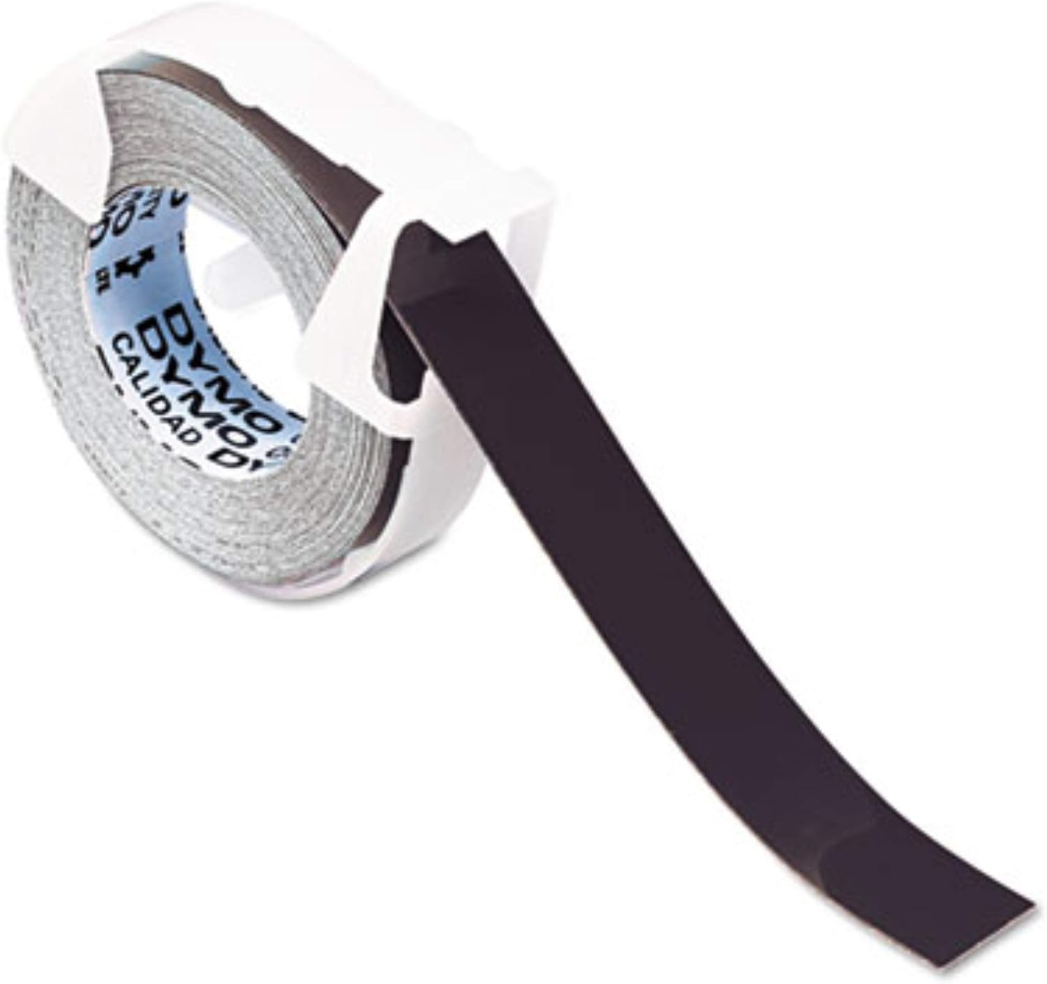 Self-Adhesive Glossy Labeling Tape for Embossers, 3/8in x 9-34ft Roll, Black