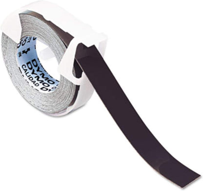 Self-Adhesive Glossy Labeling Tape for Embossers, 3/8in x 9-34ft Roll, Black