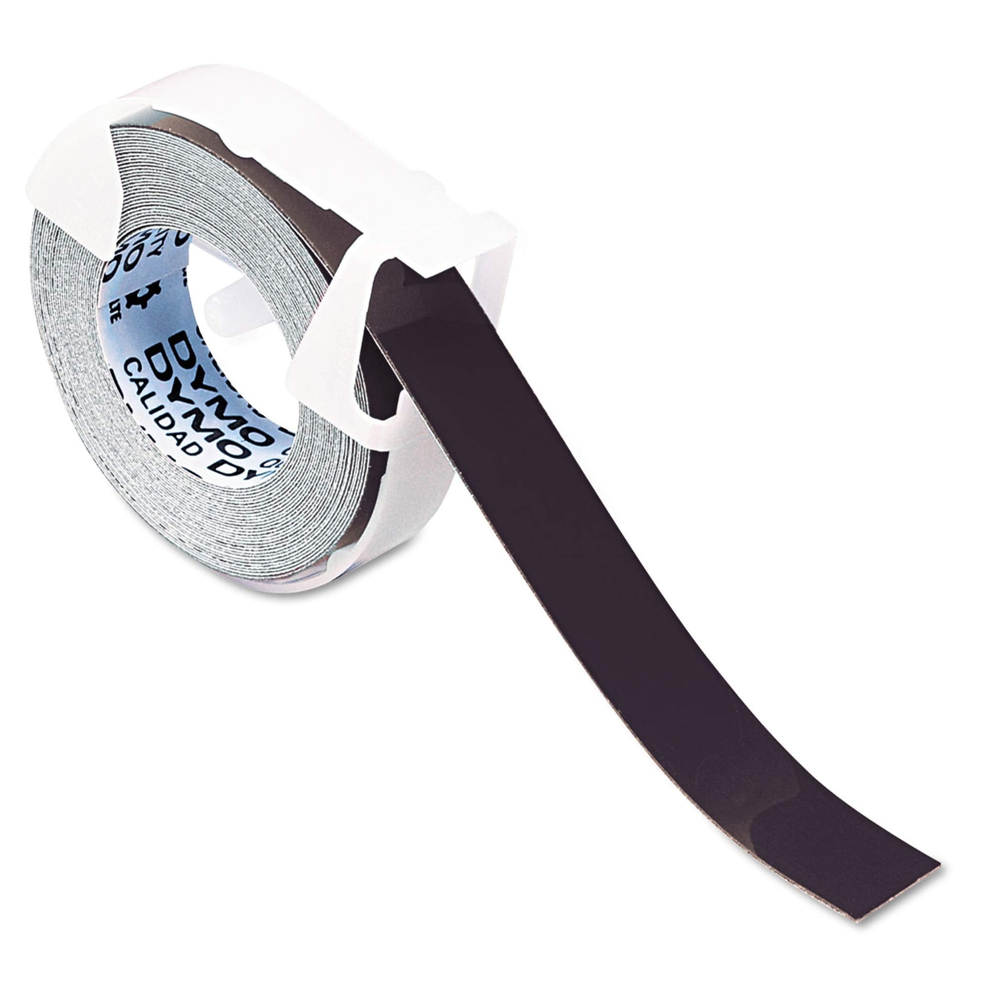 Self-Adhesive Glossy Labeling Tape for Embossers, 3/8in x 9-34ft Roll, Black