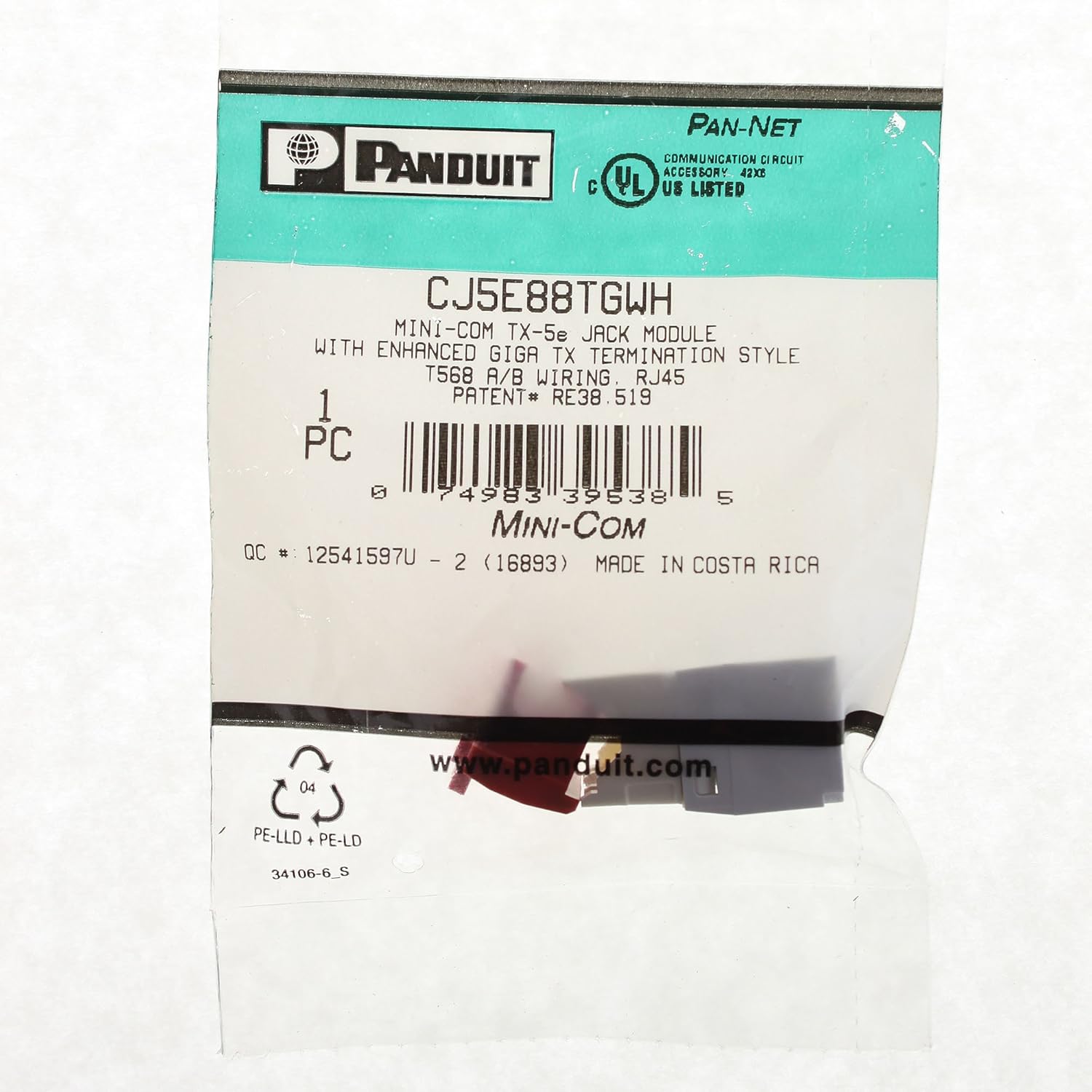 Presa Minicom Rj45U Cat.6 Bianco