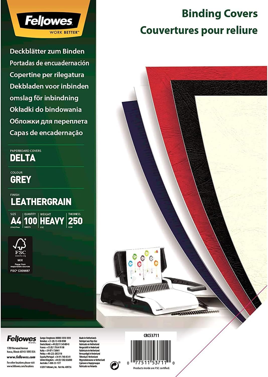 Fellowes Delta Leatherboard A4 Heavyweight Presentation Covers - Ivory (Pack of 100