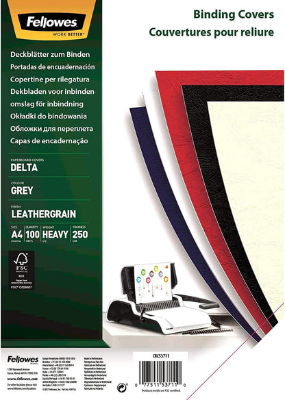 Fellowes Delta Leatherboard A4 Heavyweight Presentation Covers - Ivory (Pack of 100