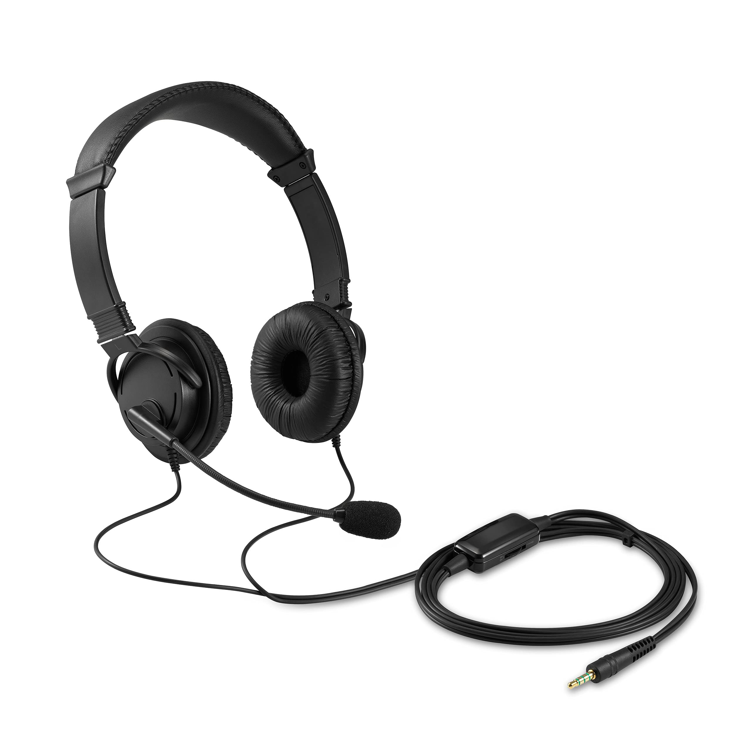 Kensington Hi-Fi Headphones with Mic and Volume Control, Features Rotating Noise-Cancelling Microphone, Adjustable Universal Headband Fits All Ages (K33597WW