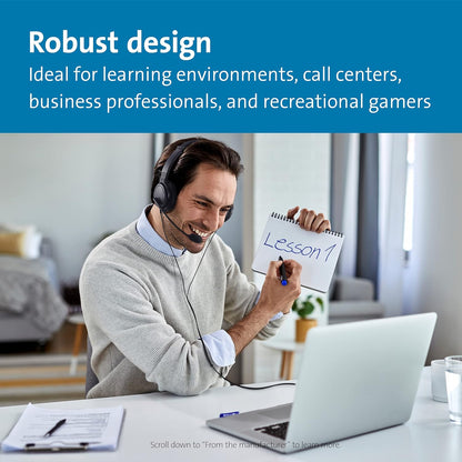 Kensington Hi-Fi Headphones with Mic and Volume Control, Features Rotating Noise-Cancelling Microphone, Adjustable Universal Headband Fits All Ages (K33597WW