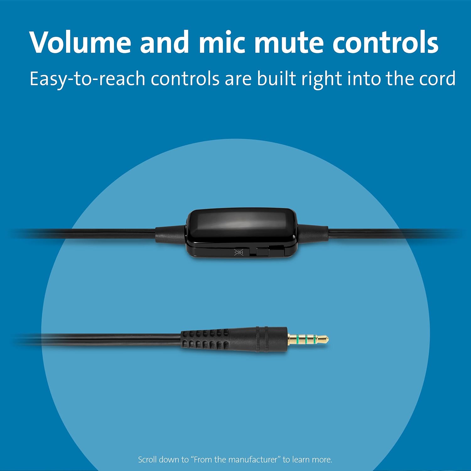 Kensington Hi-Fi Headphones with Mic and Volume Control, Features Rotating Noise-Cancelling Microphone, Adjustable Universal Headband Fits All Ages (K33597WW