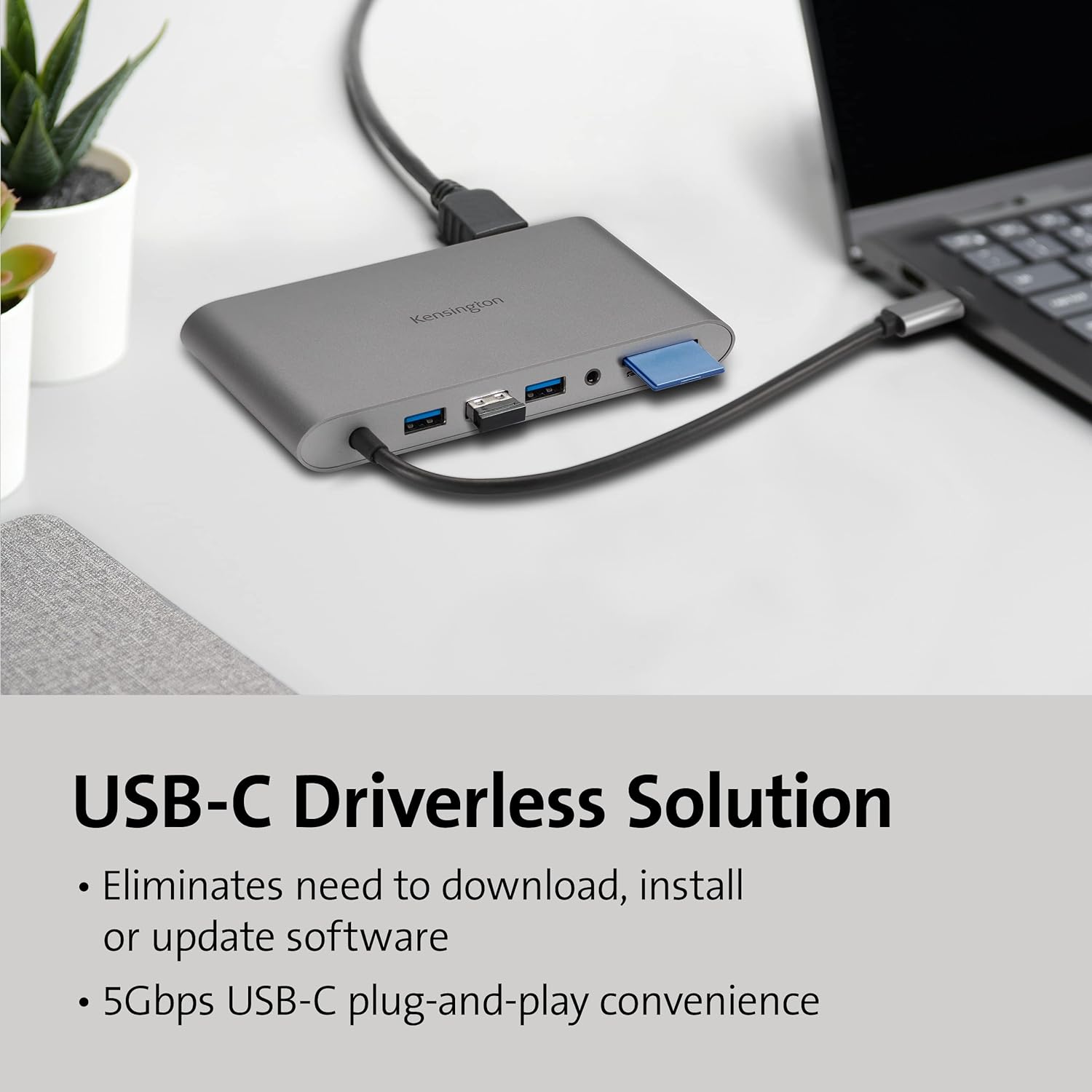 Kensington UH1440P USB-C 10-in-1 Driverless Mobile Laptop Dock, Universal, 3 USB-A Ports, up to 85W Power Pass-Through, Ultra HD (Single 4K @ 30Hz) High Res, Plug & Play Hub with Cable (K33853WW