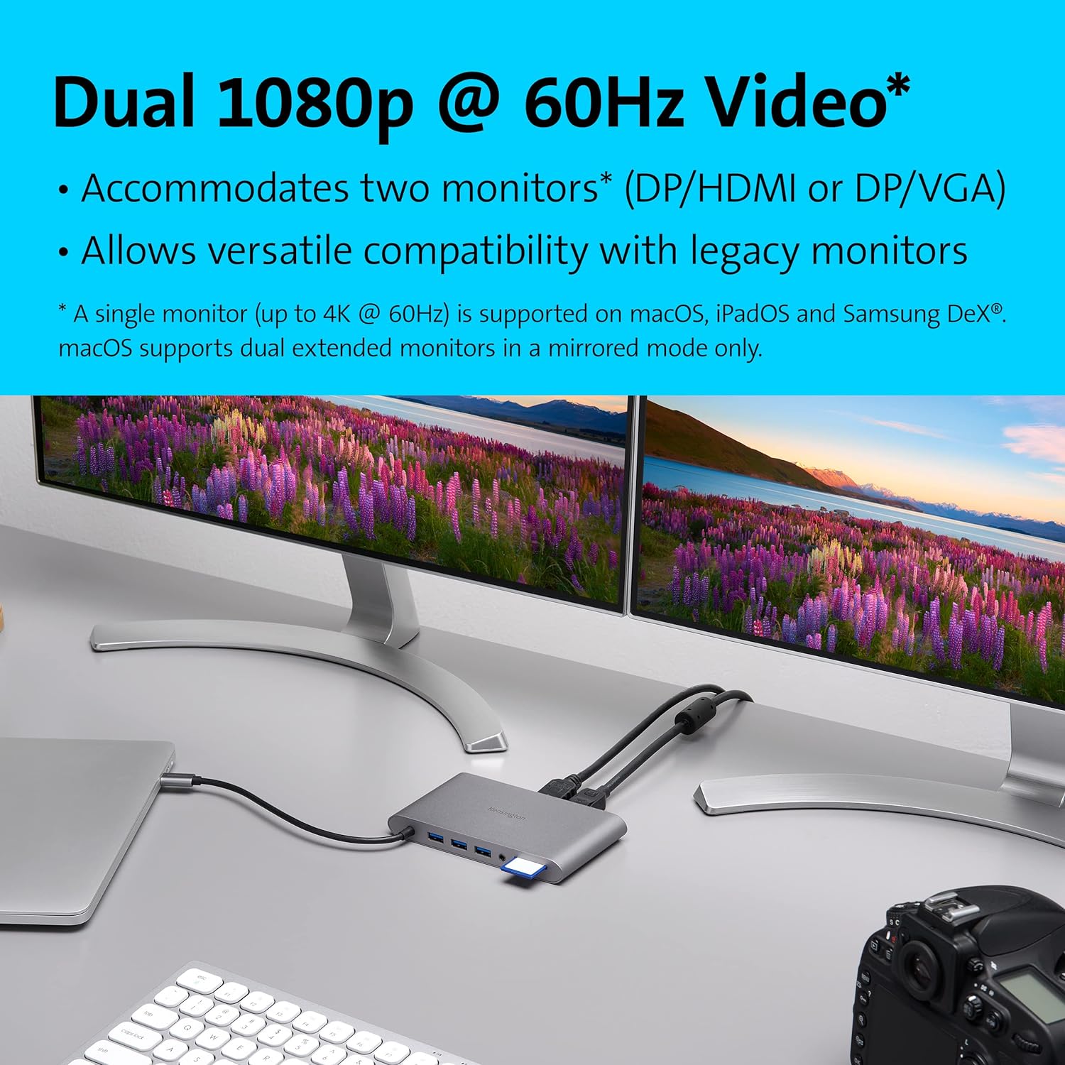 Kensington UH1440P USB-C 10-in-1 Driverless Mobile Laptop Dock, Universal, 3 USB-A Ports, up to 85W Power Pass-Through, Ultra HD (Single 4K @ 30Hz) High Res, Plug & Play Hub with Cable (K33853WW