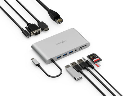 Kensington UH1440P USB-C 10-in-1 Driverless Mobile Laptop Dock, Universal, 3 USB-A Ports, up to 85W Power Pass-Through, Ultra HD (Single 4K @ 30Hz) High Res, Plug & Play Hub with Cable (K33853WW
